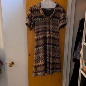 Eliza J Multicolor Chevron Mini Dress
